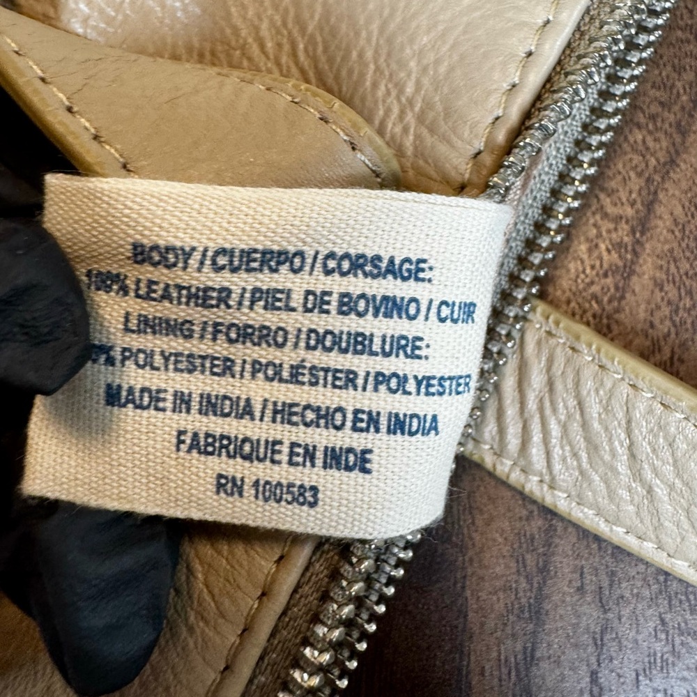 Tommy Bahama Tan Whipstitch Leather Shoulder Tote Bag - Picture 14 of 14